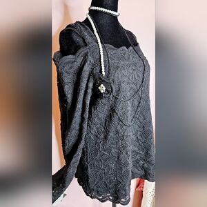 Chico's Lace black blouse with Open shoulder size 2/ L regular